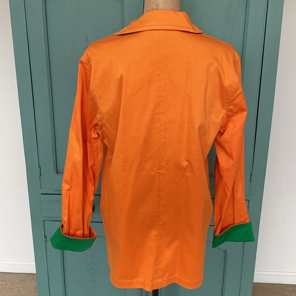 NWOT LINEA by Louis Dell’Olio Coat. Medium. Orange/Green Trim - Picture 4 of 7